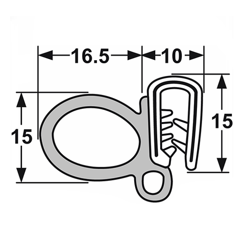 60-054 Pinchweld Ford Door Seal per mtr