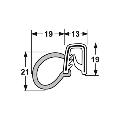 66-060 Pinchweld Ford F100 Door Seal per mtr