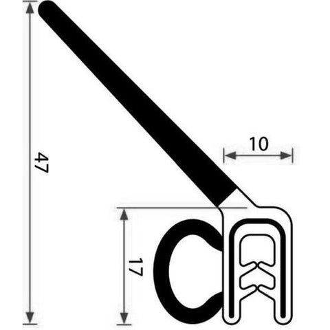 Pinchweld Canopy Lid Seal per mtr