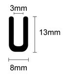 R32 U-Shape Rubber Extrusion per Metre