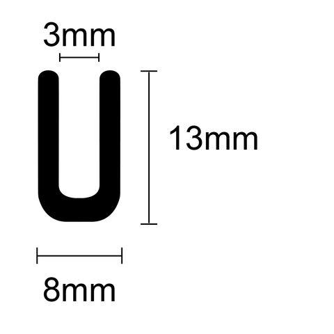 R32 U-Shape Rubber Extrusion per Metre