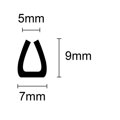 39-557R U-Shape Rubber Extrusion per Metre
