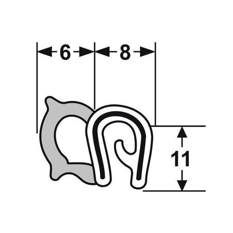 66-056 Pinchweld Small Door Seal Per Mtr